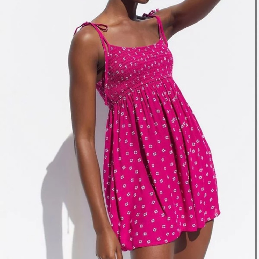 UO Mae smocked tie shoulder romper size xs